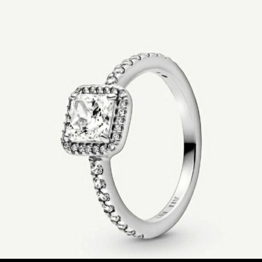 Pandora Square Sparkle Halo Ring